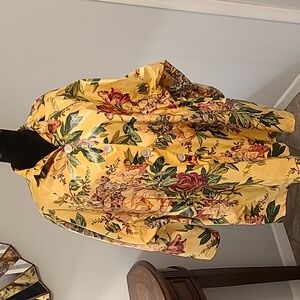 Floral Yellow Women's Button Down Rain JACKEY VINTAGE